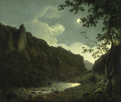 Dovedale a la luz de la luna de Joseph Wright of Derby